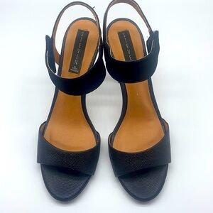 Steve Madden - Ripleigh Black Leather Animal Print Velcro Strap Heels Size 9.5